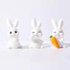 Figurines Christmas Rabbit Micro Landscape Snowman Bunny Ornament Desk Accessories For Home Decoration Kids Gifts Miniature