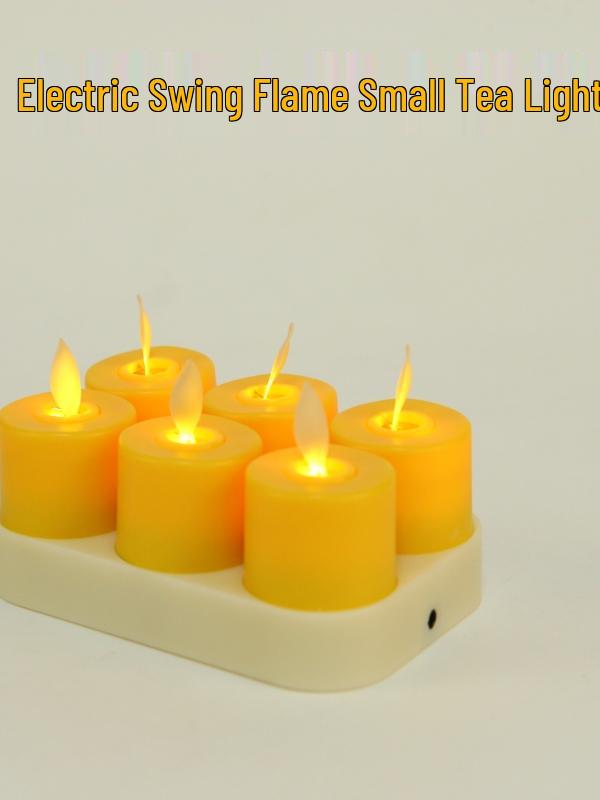 Rechargeable Flickering Flame LED Candle Lamp, Remote-Controlled, Yellow Offering, Smokeless Ghee Holder, Tea Light for Buddha.