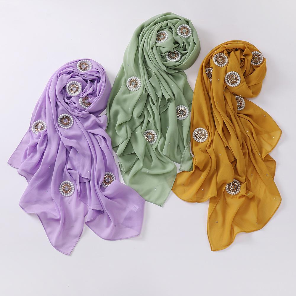 Ramadan Muslim Chiffon Plain Hijab Scarf Women High Quality Solid Color Head Inner Wraps Ladies Islamic Musulman Headband