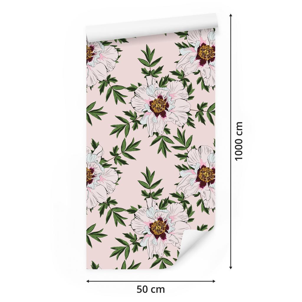Beautiful Peonies Wallpaper for Living Room and Bedroom 50x1000
