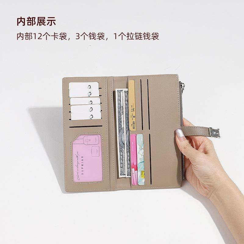 Autumn and winter new pu long wallet niche design magnetic buckle button long female wallet texture contrast color