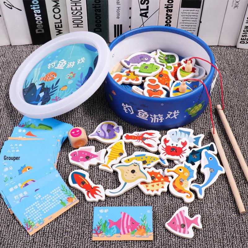 Magnetic Fishing Toys Set: Underwater Wooden Blocks for Children's Early Education & Fun