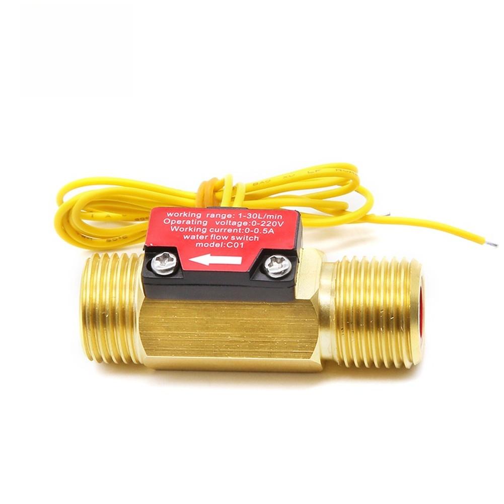 Copper Alloy Water Flow Switch Flow Sensor G1 2 Flow Switch Water Flow Sensor G1 2 Thread Connection 1-30L min Flow Range