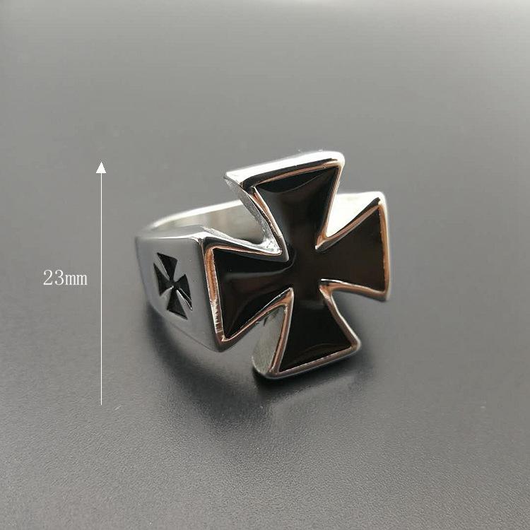 Vintage Silver Color Male Stainless Steel Rings Armor Shield Knight Templar Crusader Cross Medieval Signet Retro for Men