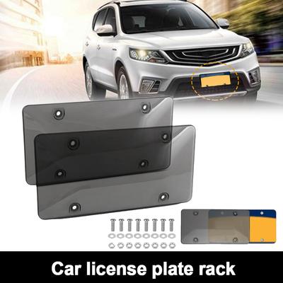 2 Pack Car License Plate Tinted Tag Shield Cover Plastic Clear Protector Car License Plate Frame  Exterior Accessories