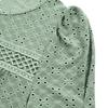 Summer Casual Women's Lace Hollow Slimming T-Shirt Round Neck Short Sleeve Solid Color Blouse Spring Fashion