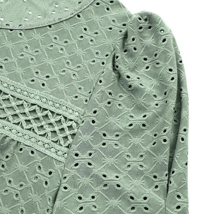Summer Casual Women's Lace Hollow Slimming T-Shirt Round Neck Short Sleeve Solid Color Blouse Spring Fashion