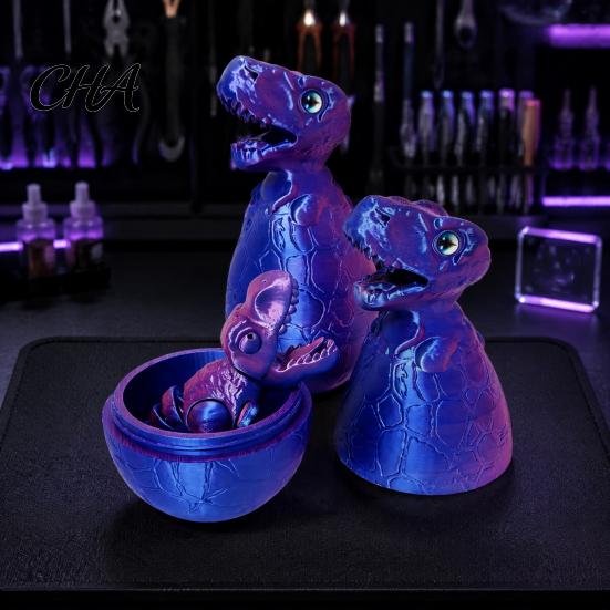 Dinosaur Stress Relief Toy 3D Printed Egg Toy, Articulated Tyrannosaurus Fidget for Desk Decor Relief, Desktop Ornament Home Office Collectible Model