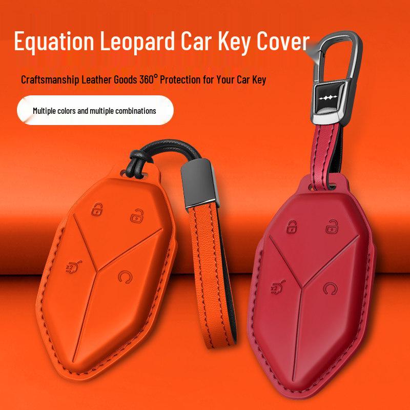 Equation Leopard Titanium Key Case: Genuine Leather, Anti-Fall, Interior Modification Accessory for 3-7 Keys