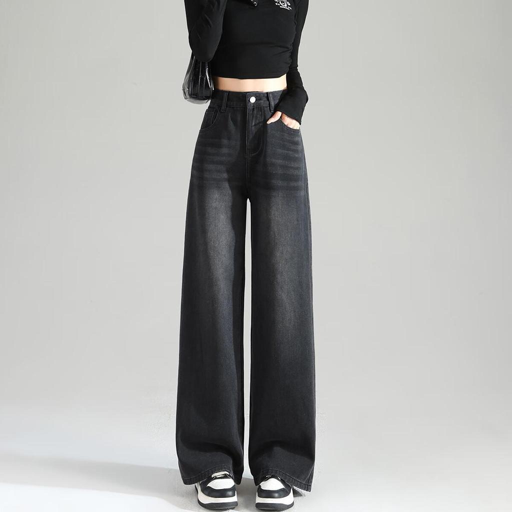 TonLion 2026 Spring New High-Waisted Women's Jeans, Loose-Fitting Trendy Design, Slimming Effect, Washed Wide-Leg Pants for Wome