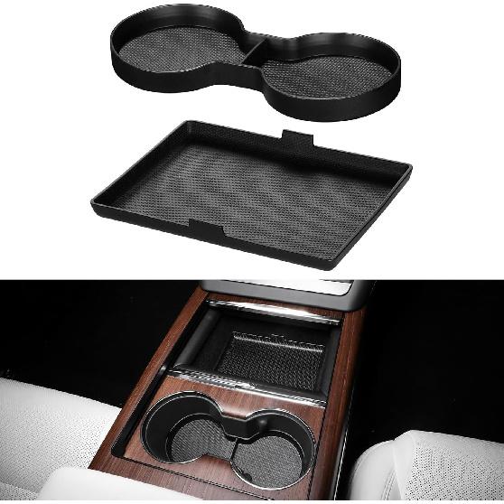 BASENOR -2026 Tesla Model S Model S Plaid Model X Model X Plaid Center Console Storage Organizer Box Tray Pad TPE Cup Holder Ert Mat For Tesla