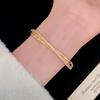 18K Gold Plated Zirconia Cross Open Bangle - Elegant Bracelet for Women