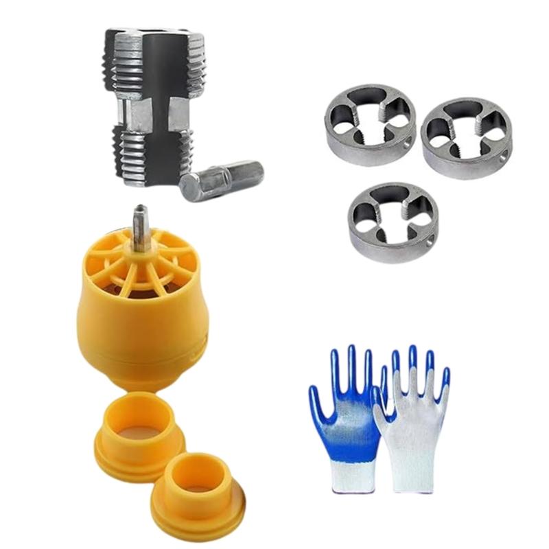 Efficient PVC Pipe Thread Maker Equipped with 3 Die Sizes Garden Irrigation System Tool Comprehensive for Electric Drill