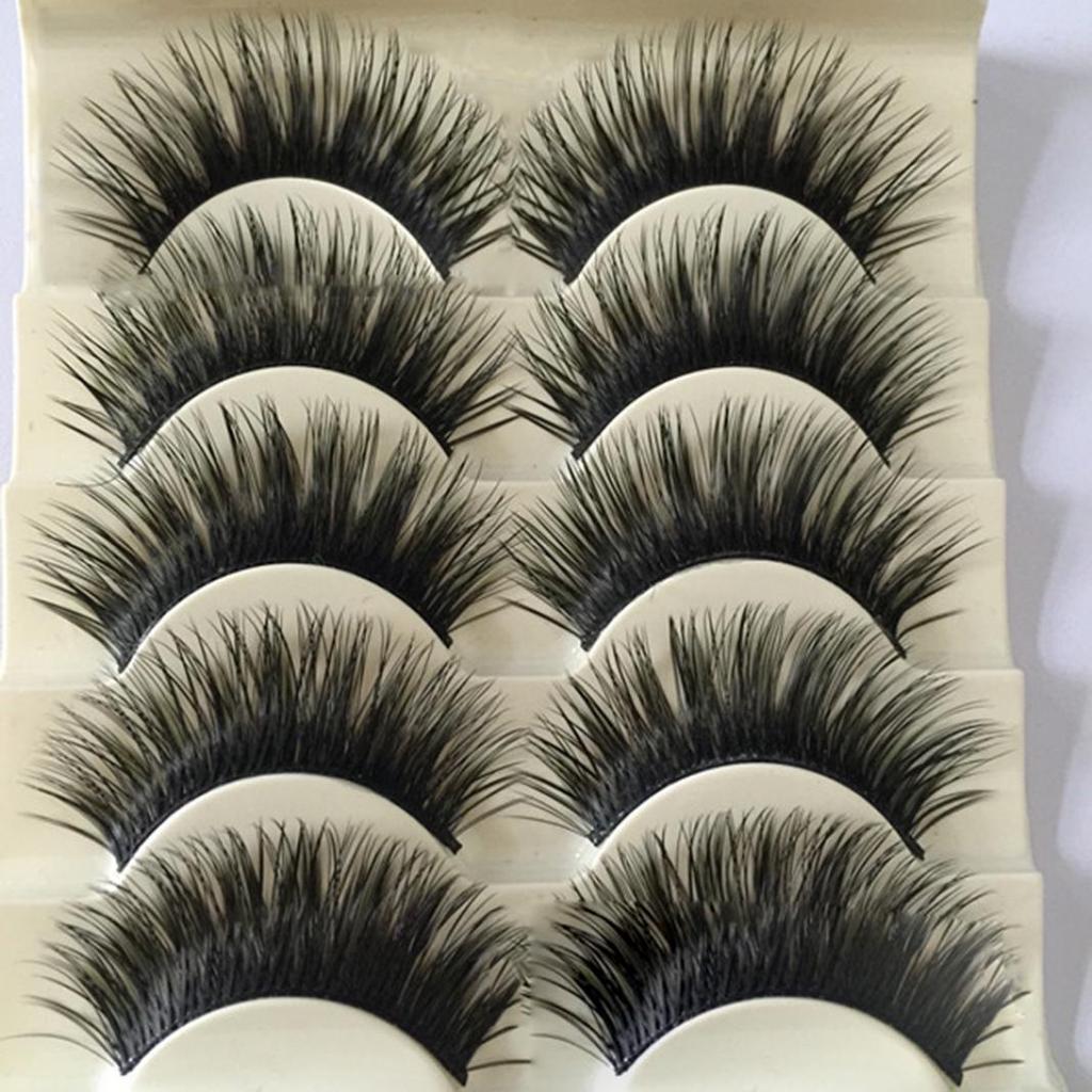 Buy 5 Pair Beauty Exaggerated Long Thick Cross Soft Fake False Handmade ...