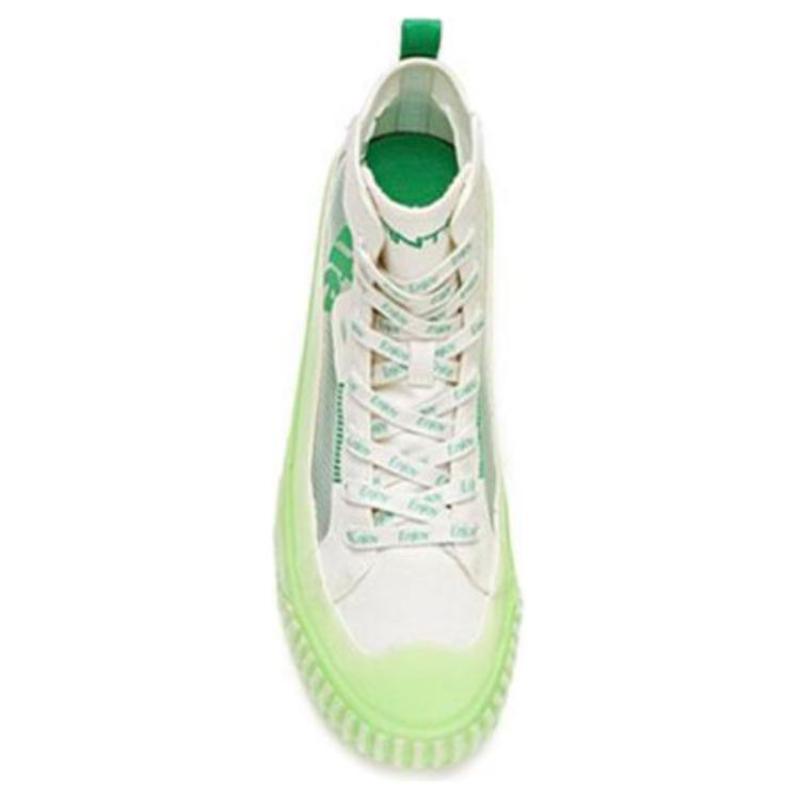 Anta X XUEBI Slip Resistant, Abrasion Resistant, Breathable Coverage High Top Canvas Shoes Men's White Green Sneakers