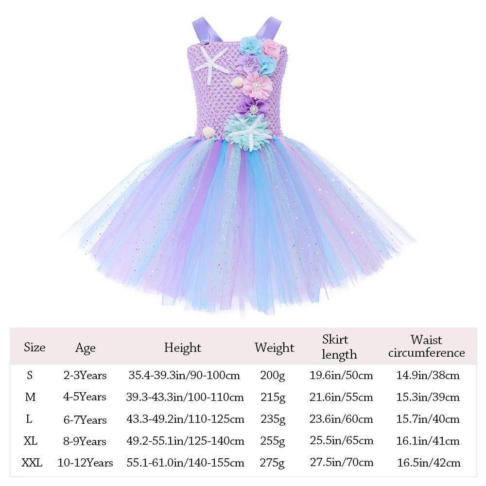 Karnevalsparty Meerjungfrau Tüllkleid Pastellblumen Koralle Seestern Applikationen Prinzessinnenkleid Deluxe Abschlussballkostüm Meerjungfrauenkostüm