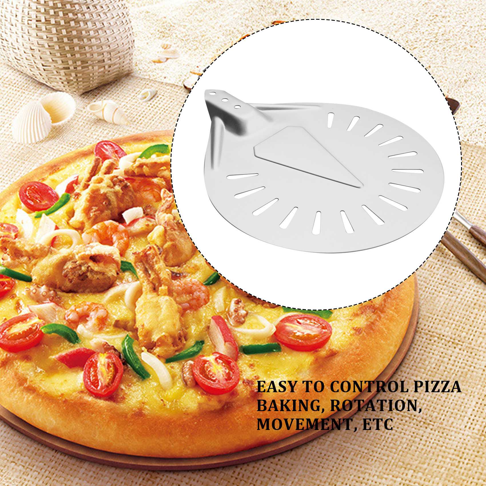 Good-Long Handle Perforated Removable Pizza Turning Peel Pizza Shovel Aluminum Pizza Peel Paddle Peel