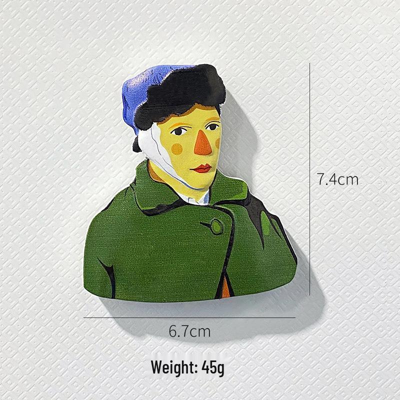 Magnet de frigider din rășină 3D: Pictură Faimoasă Autocolant Personaj Retro