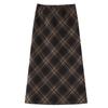 Women's Slimming High Waist Plaid Wool Midi Skirt - Retro Autumn/Winter A-Line Style