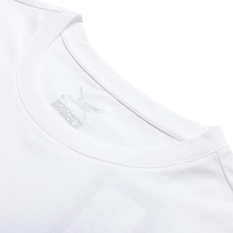 Skechers Fashion Sports Series Comfortable Breathable Casual Short Sleeve T-Shirt Unisex Tops Bright-White P225U116-0019