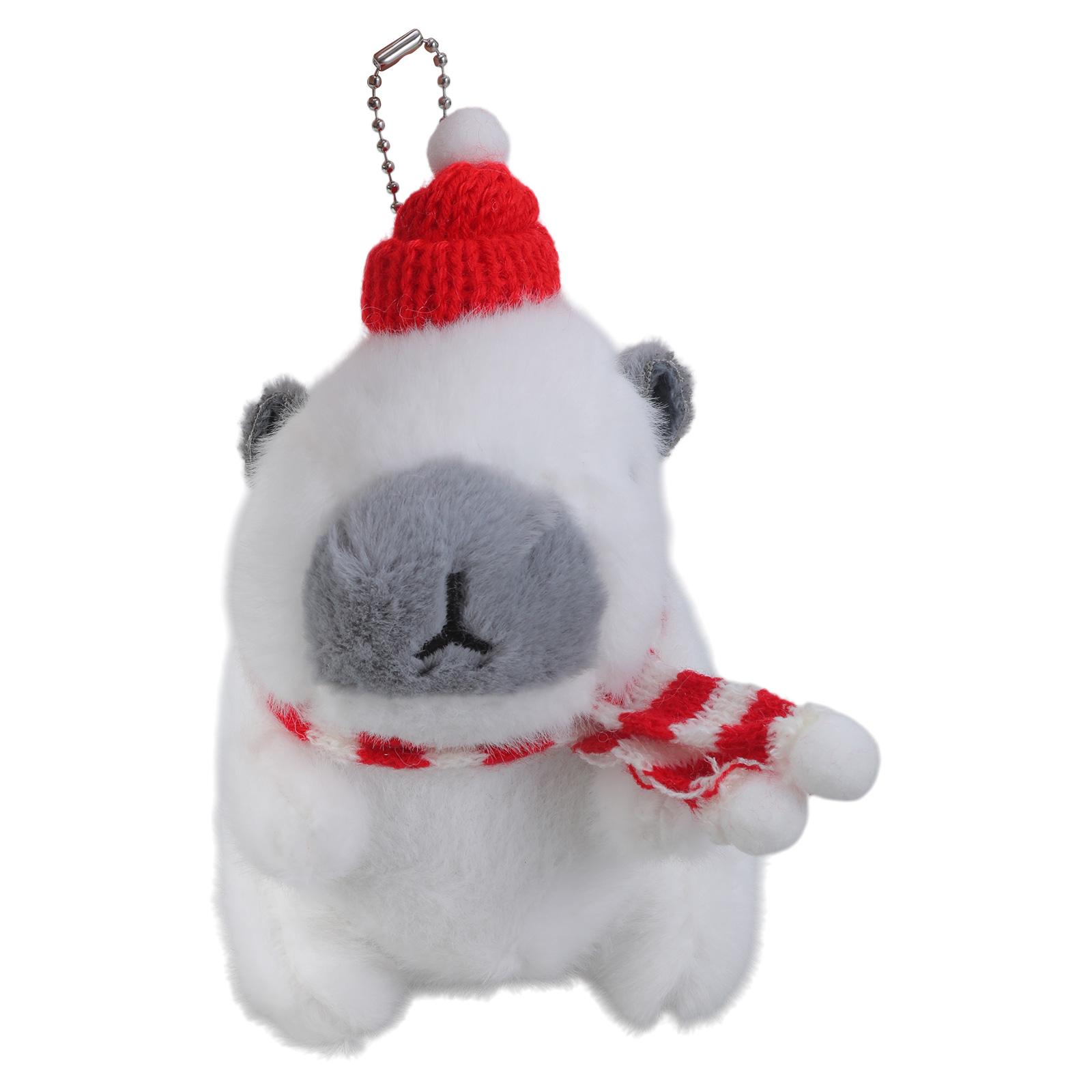 

Christmas Capybara Plush Toy Keychain Soft Doll Pendant Soft Hanging Ornament Suitable for Car Keys and Backpack Decor красный