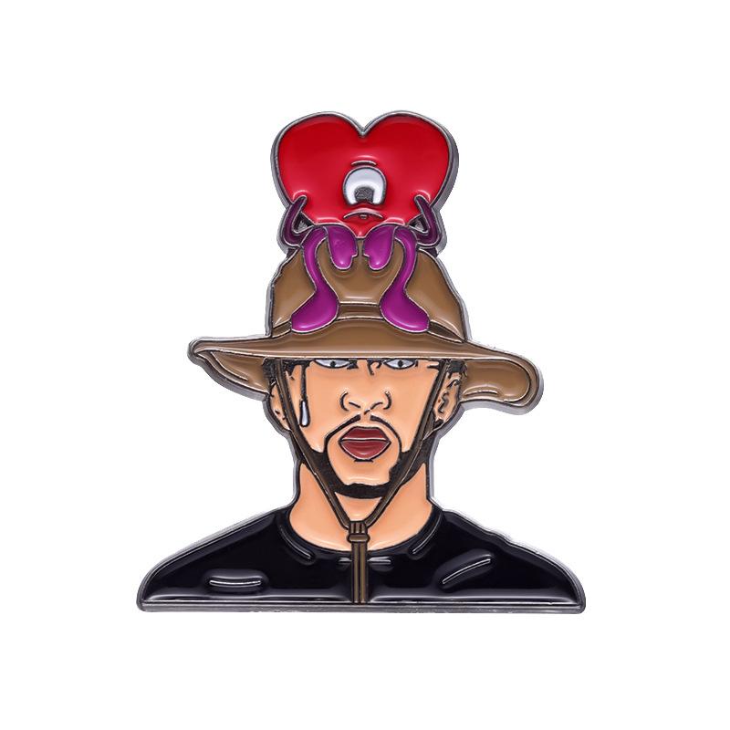 

Bad Bunny Trendy Cartoon Heart Shaped Brooch Pin Featuring Unique Music Theme For Men And Women