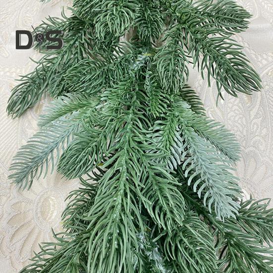 2 Pcs Artificial Pine Needle Garland Realistic Handmade Pine Branches Holiday Hanging Greenery Garland for Christmas Door Mantel Decor