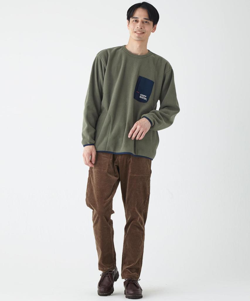 Brushed Boucle Fleece with Pocket Design Long Sleeve for Khaki [CLIFFE MAYER] T-shirt Men, MEDIUM,