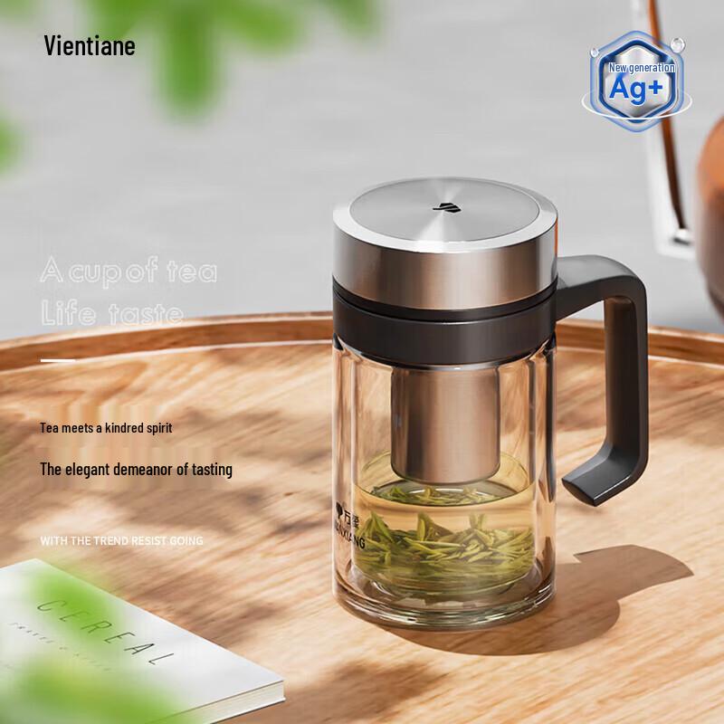 Wanxiang Silver Ion Antibacterial Double-Layer Glass Tea Cup