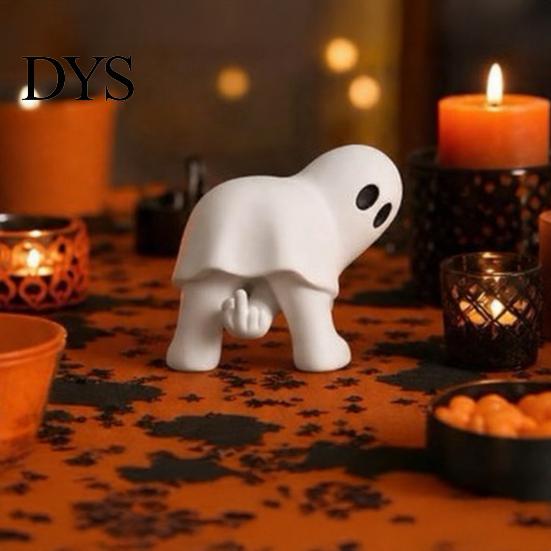 Accenti per la Casa di Halloween Sarcastici Divertente Fantasma con Dito Medio Statuetta, Statua Bianca Novità, Accessori Minimalisti Spettrali Ornamento da Tavolo