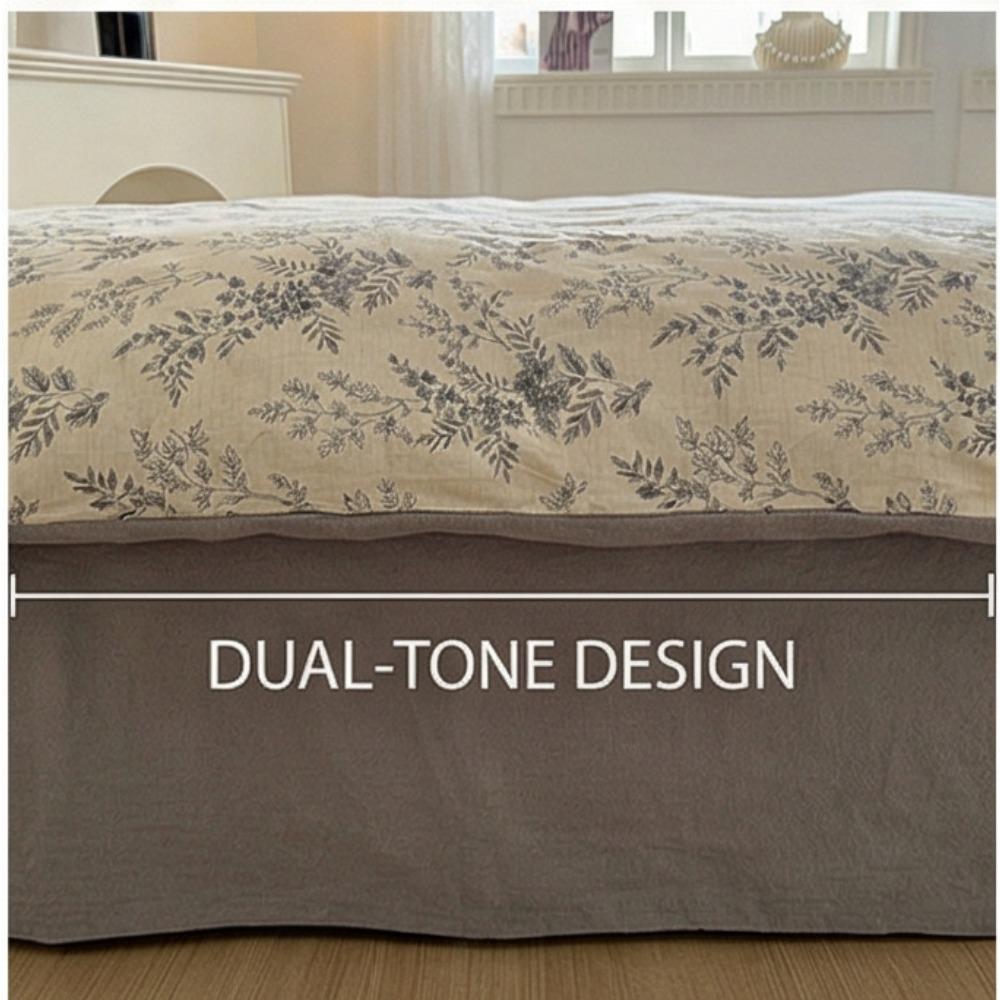 Pure Cotton Four-piece Set - Retro Floral Buttoned Bed Sheets and Pillowcases Set