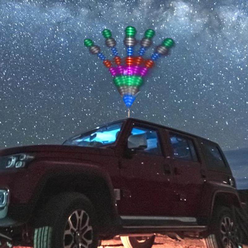 LED Auto Decorative Lamp 12 To 24V Car Atmosphere Flash Marquee Light Waterproof RGB Antenna Lights Car Accessories