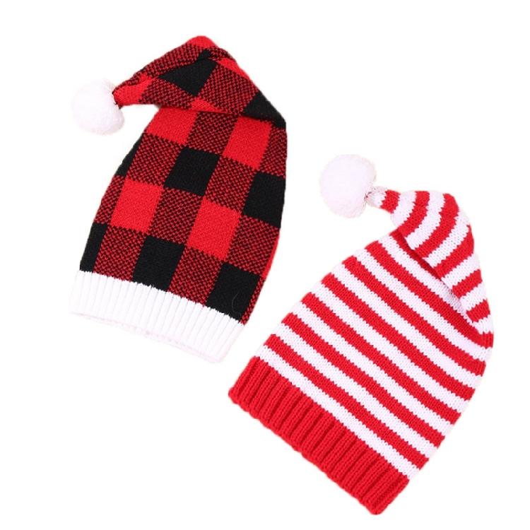 Winter Warmth Elf Hat Knitted Santa Hat for Adult Festival Plaided Hat Christmas Accessory Crochet Hat Holiday Props Hat
