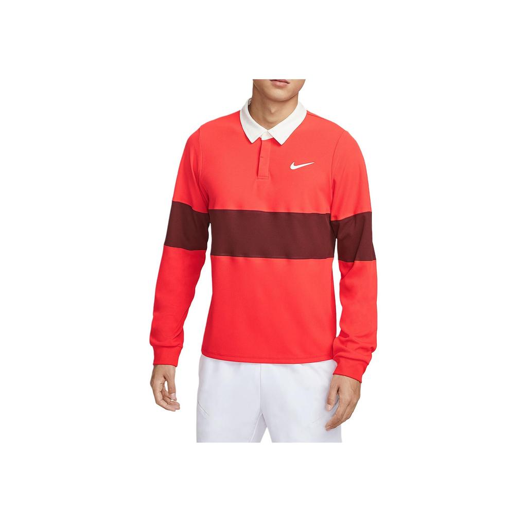 Nike Breathable Long Sleeve Polo Shirt Men Tops Red IB8142-696