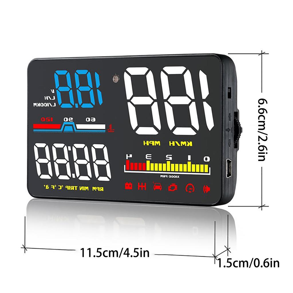Windshield Projector Electronic Car Speedometer Tachometer with Overspeed Alarm Improve Driving Comfort & Security