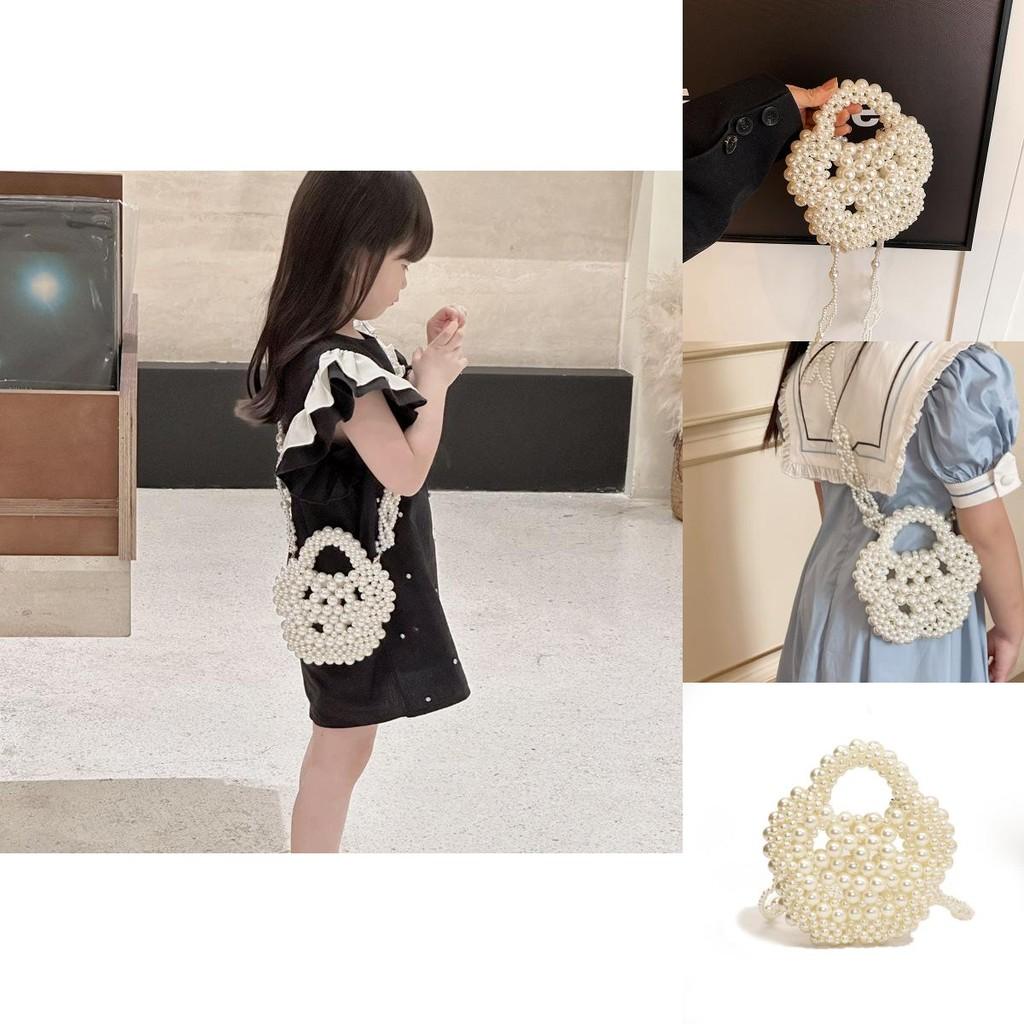 Charming Pearl Flower Design Mini Handbag Perfect For Kids Versatile Summer Use