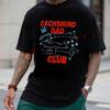 Dachshund Dad Club Graphic Motorcycle T-Shirt Cotton Men Summer Casual Short Sleeve Round Neck