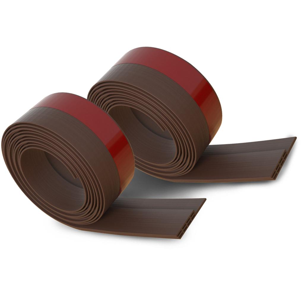 2PCS Pack Door Draft Stopper Brown Cool Air Insulation Noise Reduction Door Bottom Seal for Frameless Sliding Door Wood