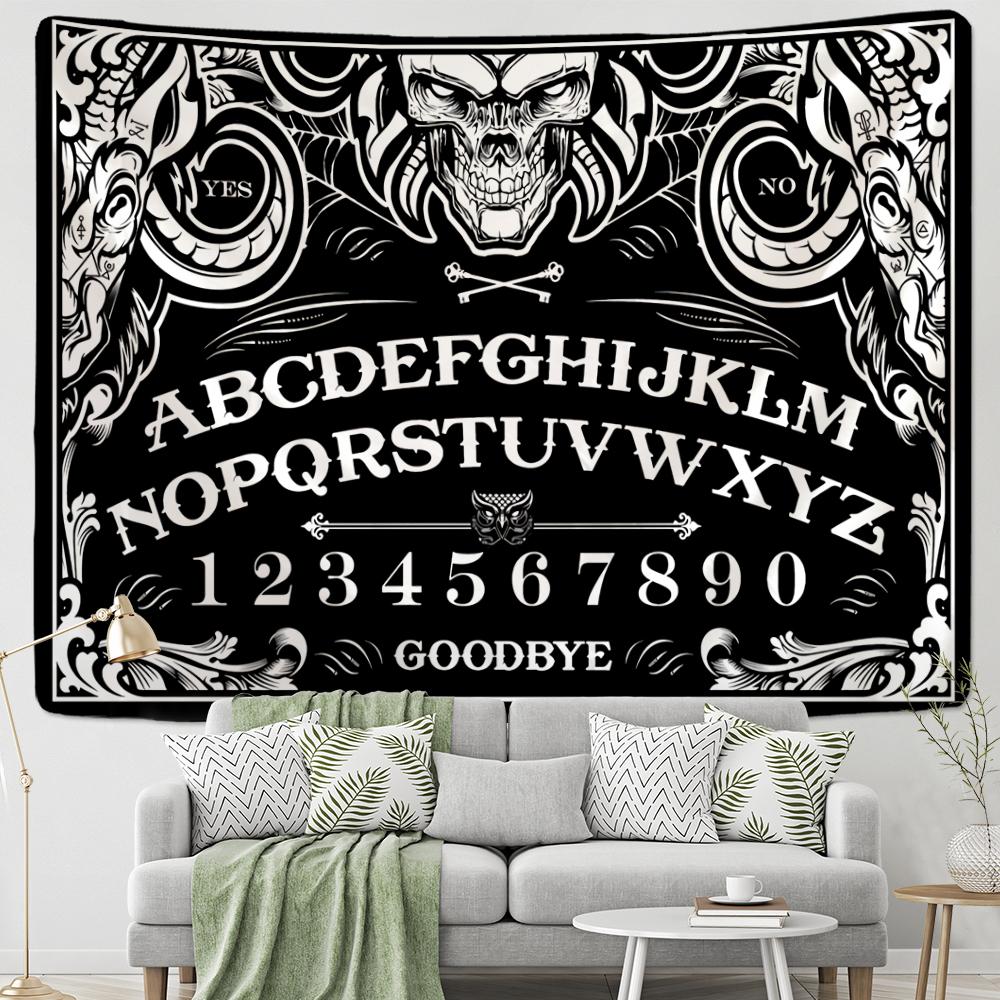 Psychodeliczny Czarny Kot Gobelin Ścienny Wiszący Czaszka Śmierć Hippie KSIĘŻYC WILK Czarostwo Abstrakcyjna Tajemnica TAPIZ Wystrój Domu