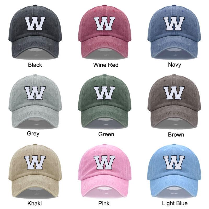 Initial Letter A-Z Embroidery Baseball Cap For Men Womne High Quality Washed Cotton Dad Hats Team Sport Visors Snapback Caps