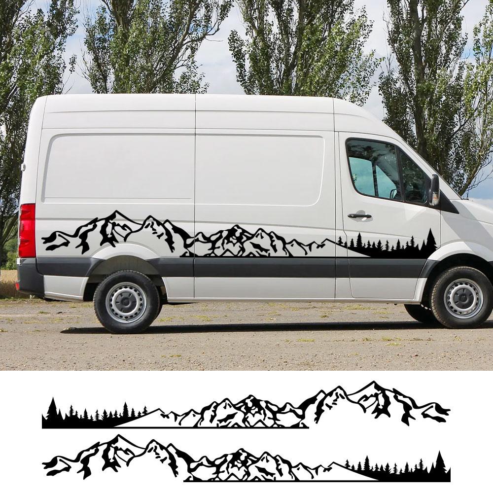 Car Motorhome Camper Van DIY Stripes Mountain Graphics Stickers Decals For Volkswagen VW Crafter Auto Tuning Accessories