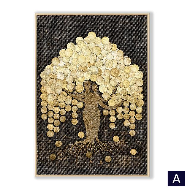 

Абстрактный стиль, золотая монета, дерево, настенная живопись на холсте, скандинавский плакат с принтом, современная декоративная картина для декора гостиной 21cm×30cm NoFrame