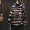 2025 Women's Colorful Fair Isle Cotton Sweater, Half-High Neck, Autumn/Winter Style, Versatile for Outerwear or Layering