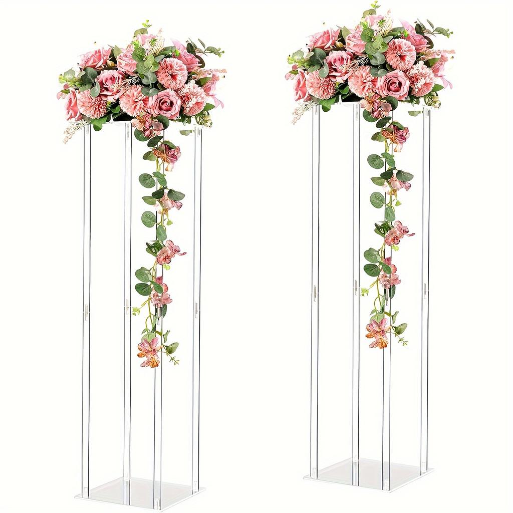 2-piece Acrylic Square Frame Flower Stand, Shelf, Wedding Party Decoration, Home Decoration, Christmas Halloween Decoration