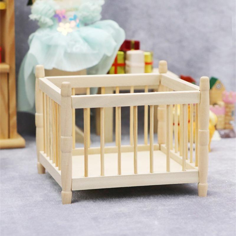 1/12 Scale Dollhouse Baby Bed Miniature Furniture Model for Girls Boys Ornament for Kids DIY Play Ornament Play Crafts.