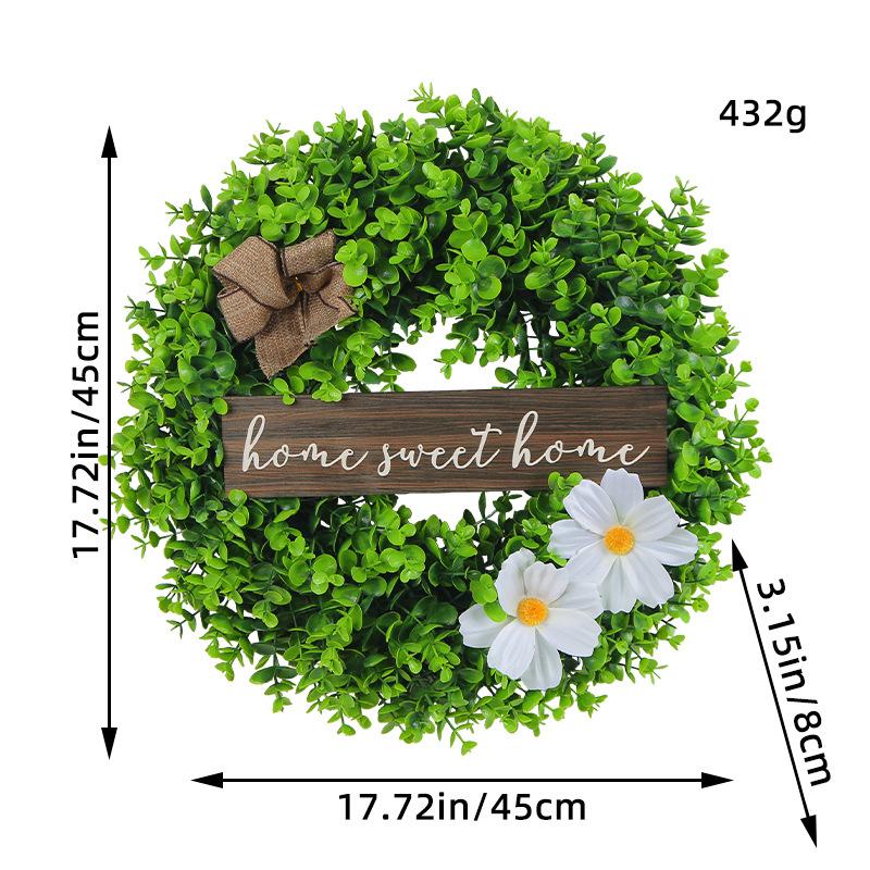 

Венок из белого цветка эвкалипта, идиллическое дверное подвесное растение, небольшой свежий фирменный венок