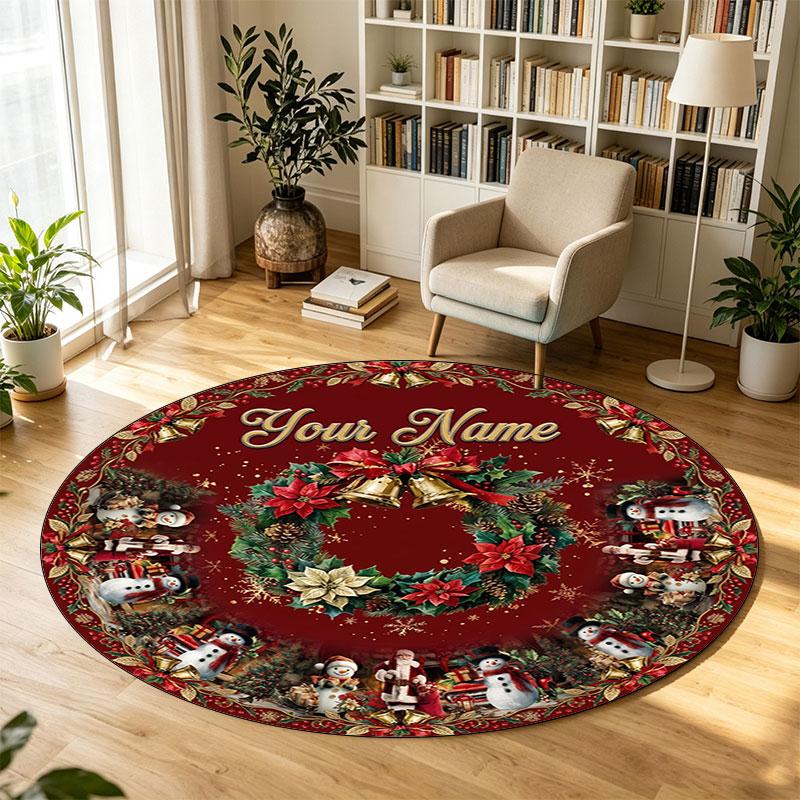 Fiori floreali (1147) Tappeto Circolare in Velluto di Cristallo Personalizzabile con Nome e Testo Tappeto Morbido Rotondo per Pavimento per Decorazione Soggiorno Camera da Letto