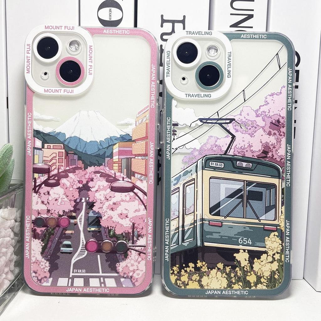 Cute Beautiful Anime Scenery Cherry Blossom Street Case For Xiaomi Redmi 15C 13C 13 12C A5 Redmi Note 15 14 13 12 Pro Plus 5G 4G