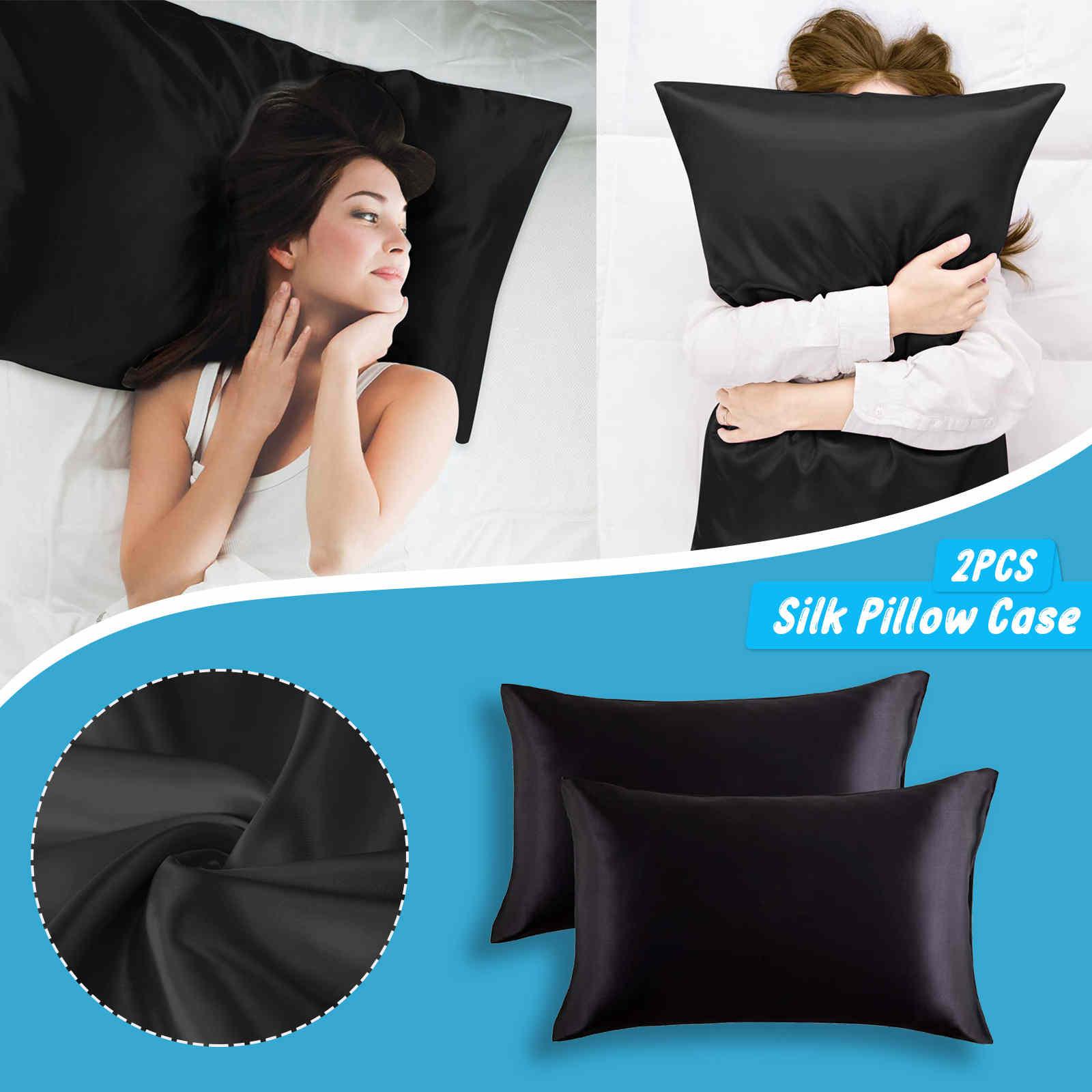 

2PCS Standard Size (20x26 Inches) Satin Covers With Envelope Closure Free Size чорний