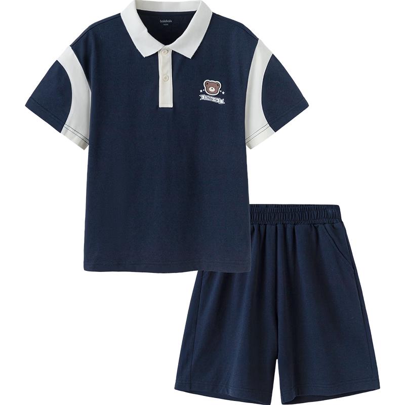 Balabala Boys' Summer Short Sleeve Two-Piece Set